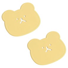 에이드엘 펀칭 베어 실리콘 컵받침, 라이트옐로우, 2개