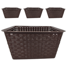 仿編織收納籃 咖啡色, 40.5 x 29 x 22cm, 4個