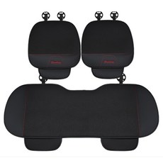 Ez2mk MS-610 스타일리쉬 사계절 통기성 차량용 시트 뒷좌석 방석 + 앞좌석 방석 2p 세트, 블랙, 1세트