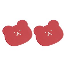 에이드엘 펀칭베어 실리콘 컵받침, 코랄레드, 2개