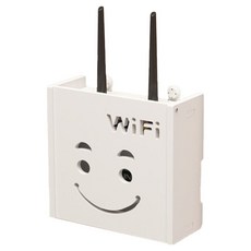 Make Mine 無孔免鑽孔收納盒 壁掛式電視機上盒收納盒 家庭客廳wifi遮蔽支架遮罩, 笑臉, 1個