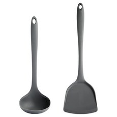 EASYsilly 矽膠廚具 2件組, 1套, 湯勺 + 鍋鏟, 深灰色