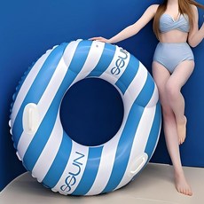 SSUN 條紋版 圓形游泳圈 120cm 特大尺寸, 藍色, 1個