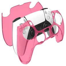 SPACE SHIELD Sony PlayStation PS5 DualSense 相容水晶PC保護殼, 透明粉紅色, 單一商品, 1個