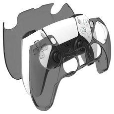 SPACE SHIELD Sony PlayStation PS5 DualSense 相容水晶 PC 保護殼, 透明黑, 單一商品, 1個