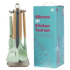 Royal Boden 矽膠廚具烹飪工具組, 1套, 7件組, 薄荷綠