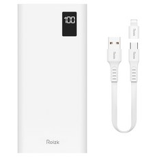 로이직 PD 20W 고속충전 20000mAh 보조배터리 RZ-S20 화이트 + C타입 젠더 + 8핀 젠더 세트, 1개