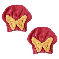 원이네 리본 헤어드라이 타월캡 26 x 27 cm, 레드, 2개