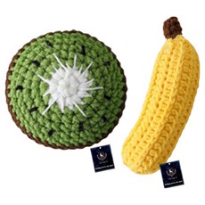 DING DONG PET 棉球針織玩具2件組, 1套, 香蕉+奇異果