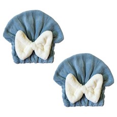 원이네 리본 헤어드라이 타월캡 26 x 27 cm, 블루, 2개