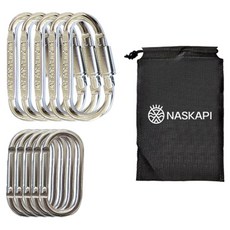 NASKAPI 鋁製登山扣 8公分 x 5入 + 5公分 x 5入 + 收納袋套組, 銀色, 1套