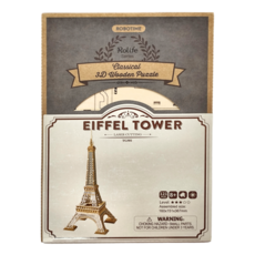 ROKR 木製DIY立體模型 121片 組裝尺寸:160x151x367mm, 艾菲爾鐵塔, 1盒