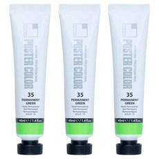 신한화구 전문가 포스터 컬러 튜브형 물감 퍼머넌트 그린 색상번호 35번 3p, 40ml, 1색