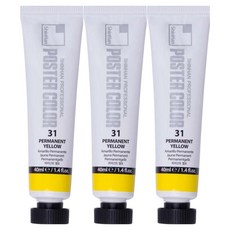 신한화구 전문가 포스터 컬러 튜브형 물감 퍼머넌트 옐로 색상번호 31번 3p, 40ml, 1색