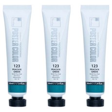 신한화구 전문가 포스터 컬러 튜브형 물감 피콕 그린 색상번호 123번 3p, 40ml, 1색