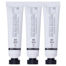 신한화구 전문가 포스터 컬러 튜브형 물감 화이트 51번 3p, 40ml, 1색