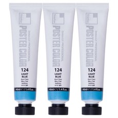 신한화구 전문가 포스터 컬러 튜브형 물감 라이트 블루 색상번호 124번 3p, 40ml, 1색