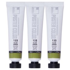 신한화구 전문가 포스터 컬러 튜브형 물감 올리브 그린 색상번호 133번 3p, 40ml, 1색