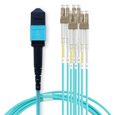 MYBESTFRIEND MPO F to LC 8C OM3 光纖跳線 MBF-MPOL303, 水藍色, 1個, 3m
