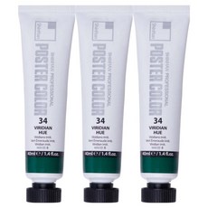 신한화구 전문가 포스터 컬러 튜브형 물감 비리디언 휴 색상번호 34번 3p, 40ml, 1색