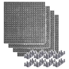 YNET 浴室高級鬆餅格紋地墊 4片 + 連接片 8片 組, 深灰色, 1套