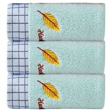 Woni's 金葉純棉洗臉毛巾 110g, 綠色, 3個