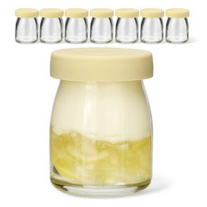 미르코리아 헥사 실리콘뚜껑 레트로 유리 우유병 버터, 8개, 100ml