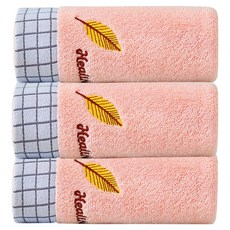 Woni's 金葉純棉洗臉毛巾 110g, 粉紅色, 3個