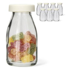 mir 六角矽膠蓋復古玻璃牛奶瓶 奶油色, 8個, 180ml