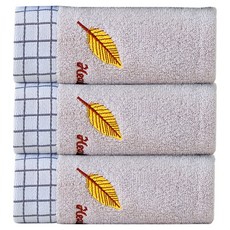 Woni's 金葉純棉洗臉毛巾 110g, 灰色, 3個