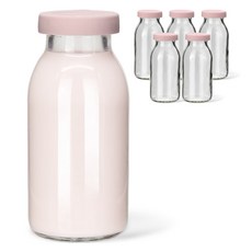 미르 헥사 실리콘뚜껑 레트로 유리 우유병 인디핑크, 300ml, 6개