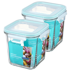 Glasslock 格拉氏洛克 方形強化玻璃微波保鮮罐 冰箱門適用, 2個, 920ml