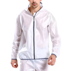 捷華 分離式雨衣上衣 重量190g 衣長77cm（不含帽）/103cm（含帽） 袖長60cm 胸圍130cm 肩寬54cm, 白色