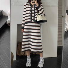 시크힐즈 단가라 롱원피스 가디건 세트 00789