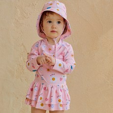 Bebechat 女童微笑粉紅連身泳衣