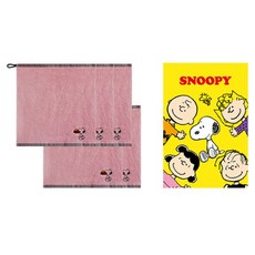Songwol 松月 Snoopy 積木黑色 34 擦手巾 + Snoopy 收納盒, 粉紅色, 5個