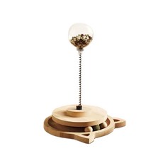 貓咪漏食玩具 C2065A 激發狩獵本能 益智互動玩具, 1個, 貓頭轉盤 原木色