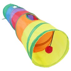soonZAM 貓用摺疊直線隧道, 1個, 彩虹