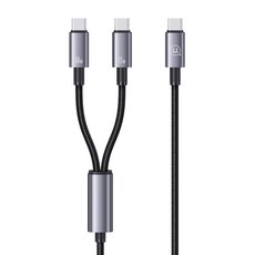 유삼스 C타입-C타입 2-in-1 72W 알루미늄 초고속 충전 데이터 케이블, 그레이, 1개
