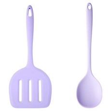 Easy Sili 矽膠廚具2件組, 1套, 超大煎餅鍋鏟 + 大號拌炒料理匙, 紫色