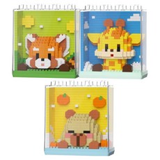 아트니즘 미니 나노 블럭 동물 미니피겨 기린과 친구들 3종세트, 혼합색상, 1세트