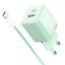 IRIVER 30W 2埠超高速Twinkle家用充電器 IHA-GAN30WD, 甜薄荷, 1個