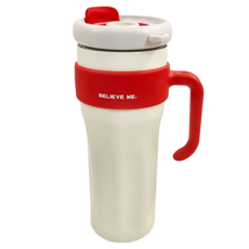 理享家 316不鏽鋼 超巨大容量 吸管保溫杯/保溫瓶 8.8 x 27cm, 紅白色, 1.25L, 1個