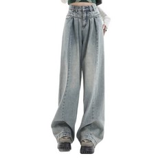 Chichills 女款高腰寬版丹寧牛仔褲 00006