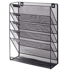 免打孔文件收納文件整理架, 黑色, 6層