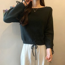 시크힐즈 여성용 스트랩 보트넥 니트 티셔츠 00828