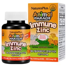 NaturesPlus 天然佳 孩童動物造型鋅補充咀嚼錠, 1個, 60顆