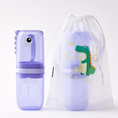 Aura Pam KC認證 兒童恐龍漱口杯 牙刷盒 牙刷杯, 紫色, 1個