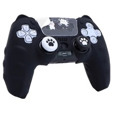 HOHOO PS5 Pro Slim 控制器 DualSense Elite 矽膠握把保護套 貓耳, 黑色, 單一商品, 1個