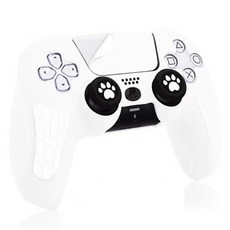 HOHOO PS5 Pro Slim 控制器 DualSense Elitz 矽膠握把保護套, 白色, 單一商品, 1個